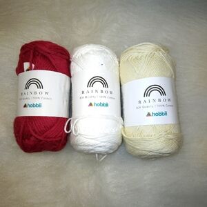 YARN Hobbii 100% cotton yarn, three 50g skeins